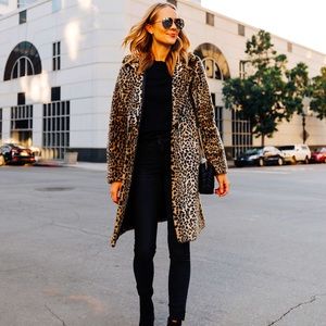 Express Leopard Faux Fur Coat